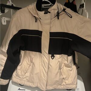 Women's Beige and Black Obermeyer ski jacket